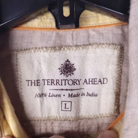 The Territory Ahead Linen Shirt Mens Large Multi Color Patchwork - Picture 9 of 10